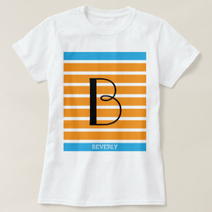 9 Rand Orange Blue Personlig Monogram T Shirt
