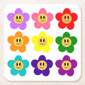 9 Regnbåge Pride Färg Flowers HBT Underlägg Papper Kvadrat