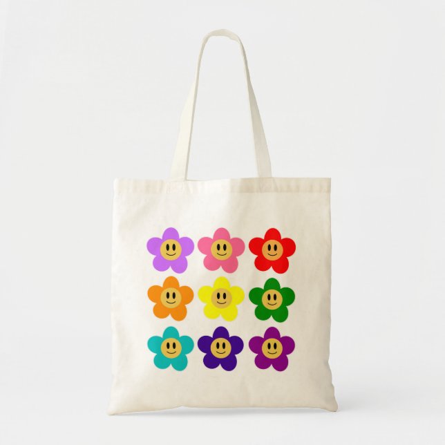 9 regnbågsfärgade blommor HBTQ Tygkasse (Framsidan)