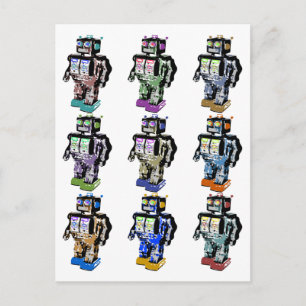 9 Robots Färgad Vykort