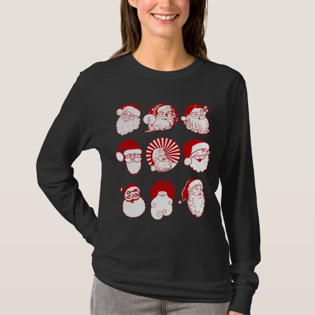 9 Santas - kvinna svart långärmadT-tröja Tee (Framsida)