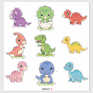 9 söta färgglada dinosaurie barn vinyl dekal ark