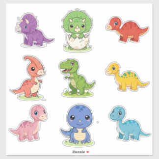 9 söta färgglada dinosaurie barn vinyl dekal ark