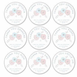 9 stora enskilda Namn tackade Flower Bröllop Klistermärken