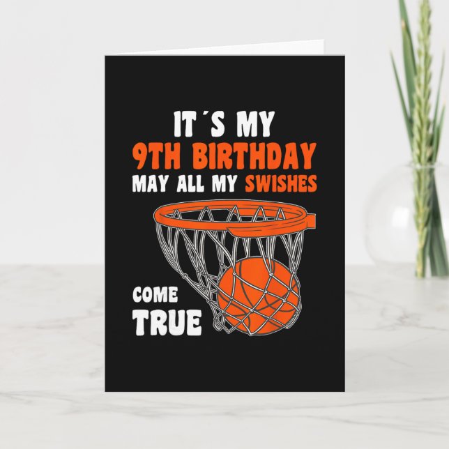 9 Year Old Happy 9th Birthday Sketll 9th Birthday  Kort (Framsida)