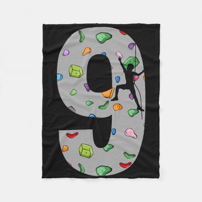 9 Year Old Rock Climbing 9th Birthday Adventure Cl Fleecefilt (Framsidan)