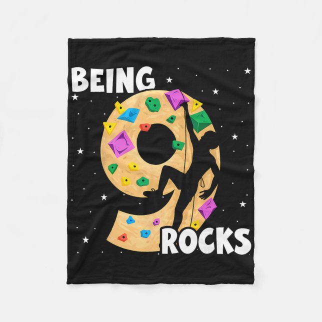 9 Year Old Rock Climbing 9th Birthday Adventures C Fleecefilt (Framsidan)