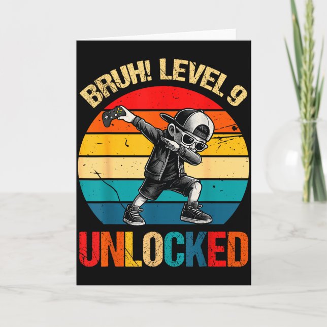 9 Years Old Dabbing Boy Bruh 9th Level Unlocked Bi Kort (Framsida)