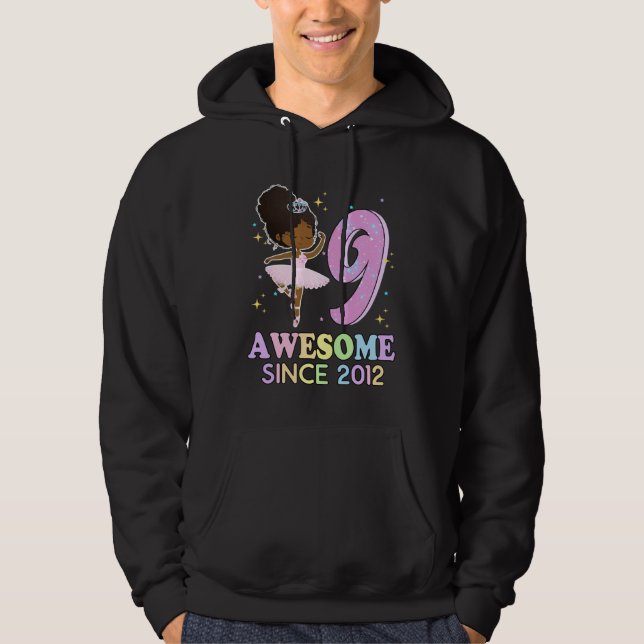 9th Bday Awesome Since 2012 Melanin Pride African  Hoodie (Framsida)