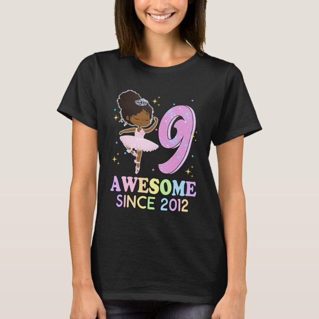9th Bday Awesome Since 2012 Melanin Pride African  T Shirt (Framsida)