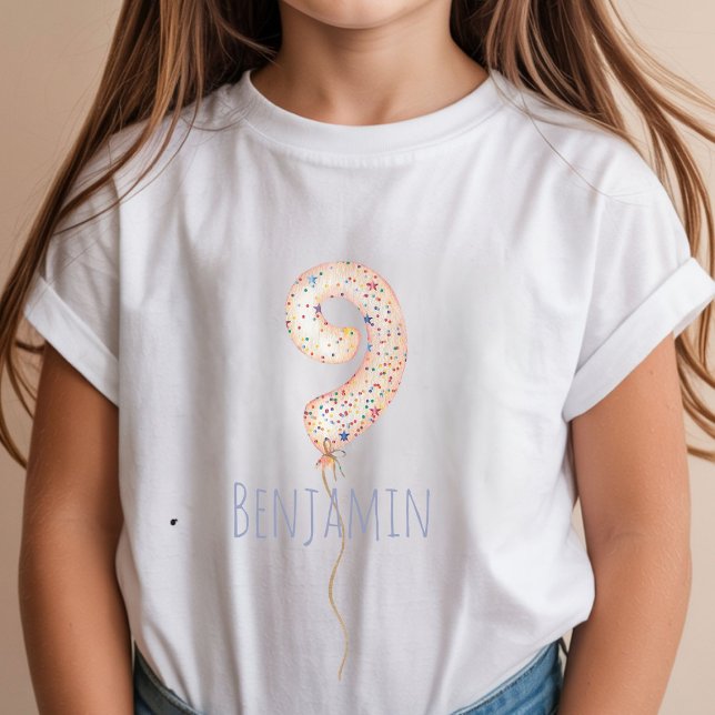 9th Birthday Balloon Milestone Birthday Party  T Shirt (Skapare uppladdad)