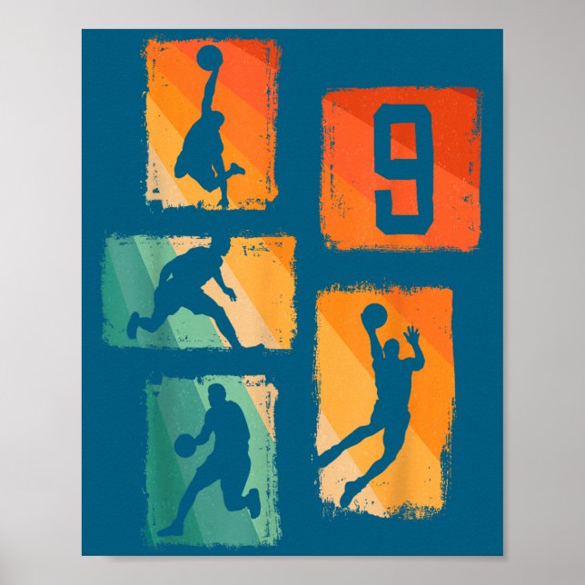 9th Birthday Boys Basketball Player Basketball 9 Y Poster (Framsidan)