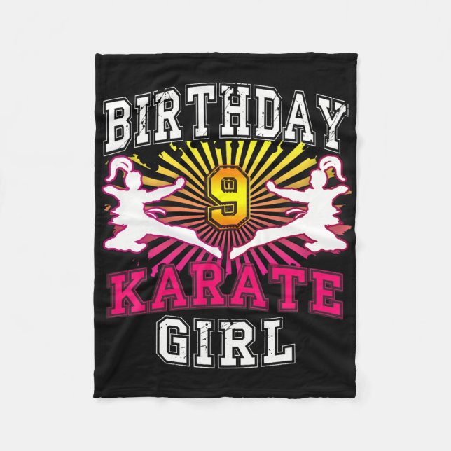 9th Birthday Girl - Karate 9 Years Old  Fleecefilt (Framsidan)