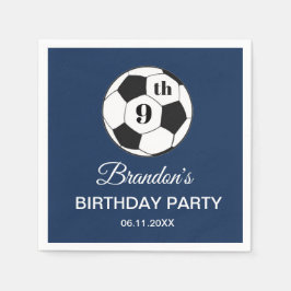 9th Birthday Party Soccer Blue Boys Sports Pappersservett