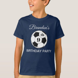 9th Birthday Party Soccer Blue Boys Sports T Shirt