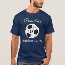 9th Birthday Party Soccer Blue Boys Sports T Shirt