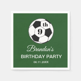 9th Birthday Party Soccer Green Boys Sports Pappersservett