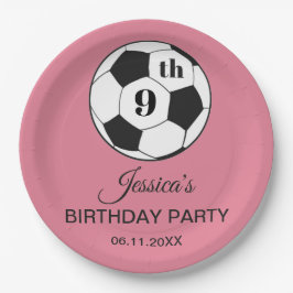 9th Birthday Party Soccer Pink Girl Sports