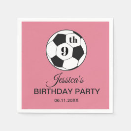 9th Birthday Party Soccer Pink Girls Sports Pappersservett