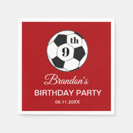 9th Birthday Party Soccer Red Boys Sports Pappersservett