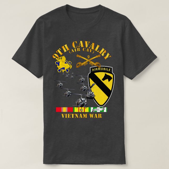 9th Cavalry Luft Cav 1st Cav Division w SVC T Shirt (Design framsida)