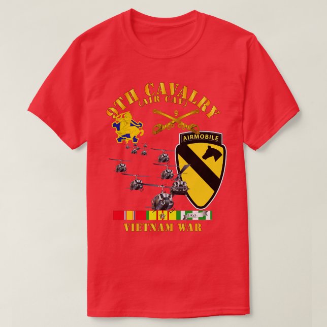 9th Cavalry Luft Cav 1st Cav Division w SVC T Shirt (Design framsida)
