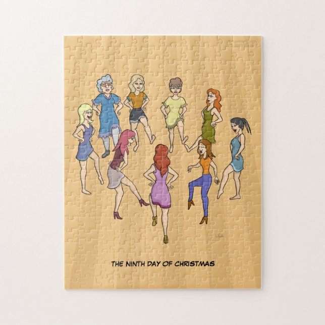 9th Dag av pussel för jul (nio damer) (Vertikal)
