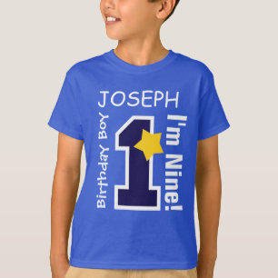 9th FödelsedagpojkeBLÅTT ett årsanpassningsbarn T Shirt