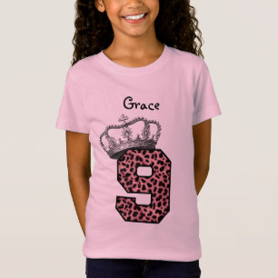 9th FödelsedagPrincess Kröna och rosa Leopard V0 T Shirt