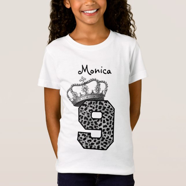 9th FödelsedagPrincess Kröna och snöLeopard V09 Tee Shirt (Framsida)