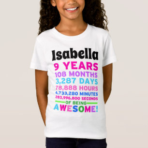 9th Födelsedagskjortaflicka nio år av fantastisk T Shirt