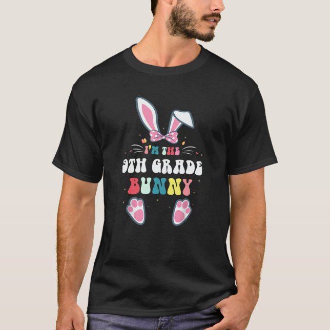 9th Grade Easter Matching Family Party Bunny Face  T Shirt (Framsida)