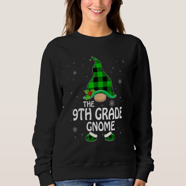 9th Grade Gnome Buffalo Plaid Matching Family Chri T Shirt (Framsida)