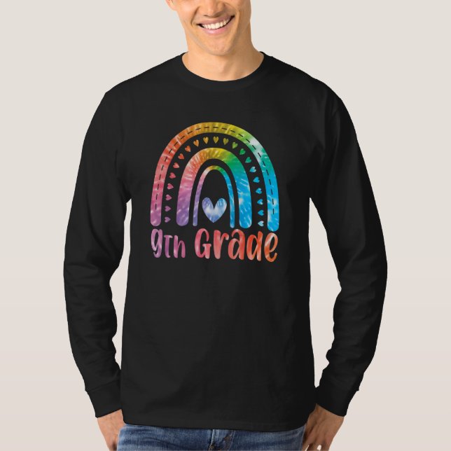 9th Grade Tie Dye Rainbow First Day Of Schoo Back  T Shirt (Framsida)