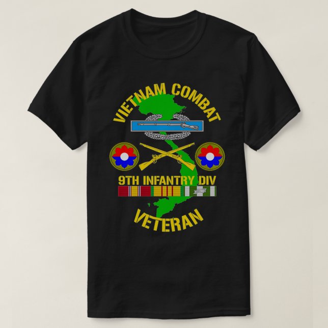 9th Infantry Division  Vietnam Combat Veteran Prem T Shirt (Design framsida)