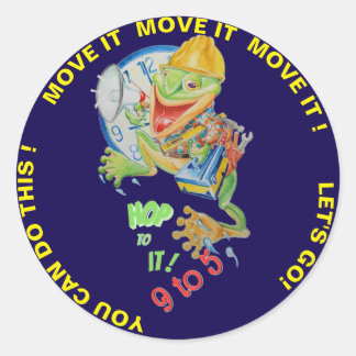 9to5 Motivator Frog Sticker Runt Klistermärke