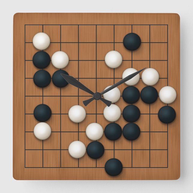 9x9 Gå-kort med stenar (brunt) Fyrkantig Klocka (Framsida)