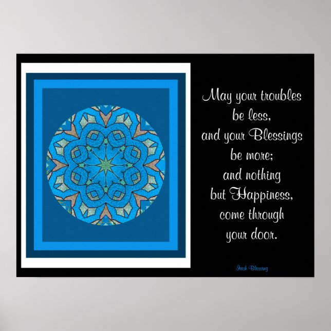 A05 Celtic Kaleidoscopic Mandala - Irish Bluting9 Poster (Framsidan)
