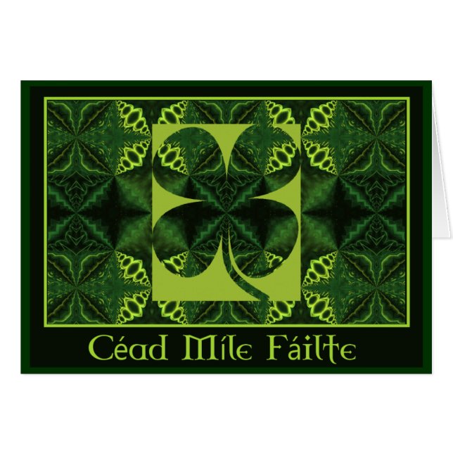 A05 Kaleidoscopic Shamrock - CÉAD MÍLE FÁILTE.1 Hälsningskort (Framsidan Horizontal)