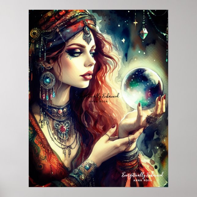 *~* A100 Psychic Boho Gypsy 10 Crystal Boll Poster (Framsidan)