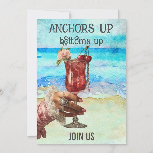 *~* A101 5 Beach Cocktail FOTO SÖNDAGSKVÄLLARBRUD Inbjudningar (Framsida)