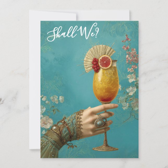 *~* A101 Cocktail PHOTO Ornate 24 BACHELORETTE Inbjudningar (Framsida)