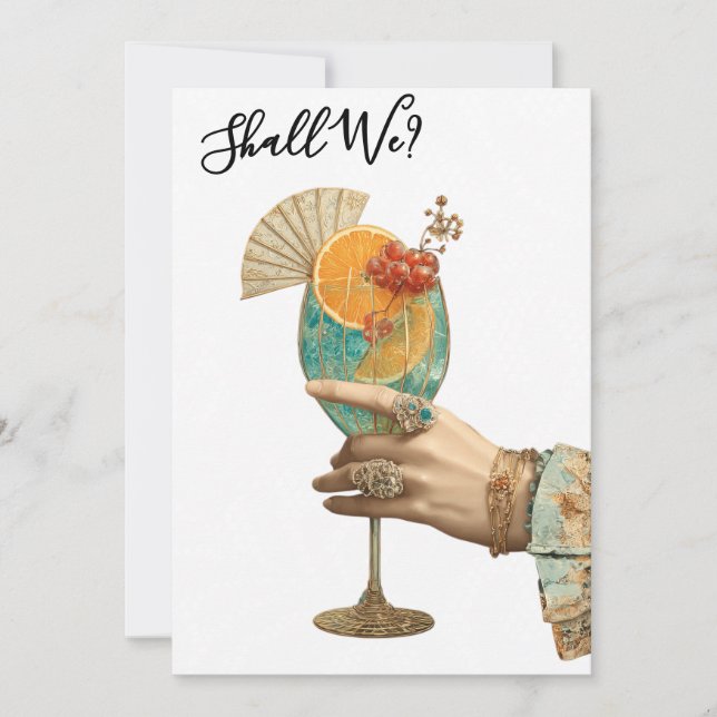 *~* A101 Cocktail Pryddad  FOTO  7  Möhippa Inbjudningar (Framsida)