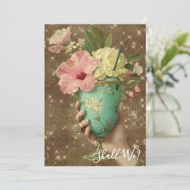 *~* A101 FOTO 10 Utsmyckad Cocktail MOGENSKAPEN Inbjudningar (Stående Fram)