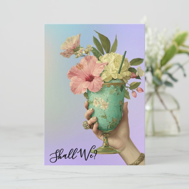 *~* A101 FOTO Utsmyckad Cocktail 10 MOGENBRUDENS Inbjudningar (Stående Fram)