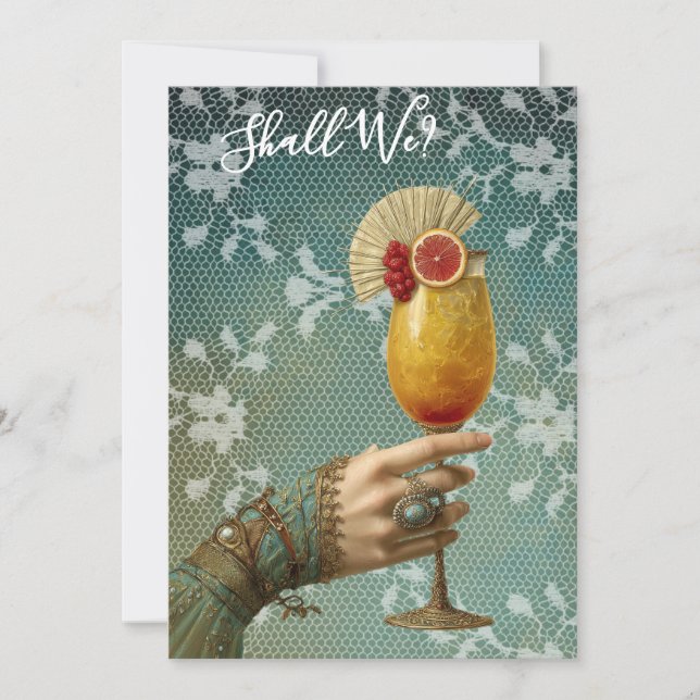 *~* A101 Ornate24 Cocktail PHOTO BACHELORETTE Inbjudningar (Framsida)