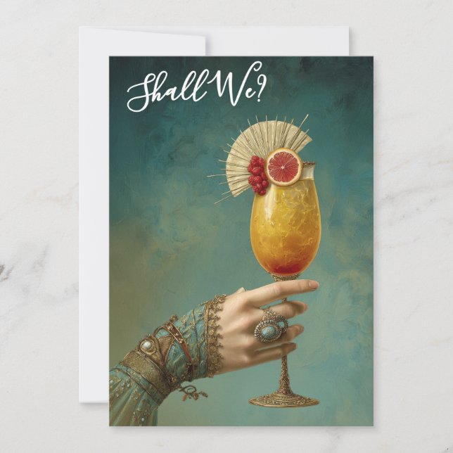 *~* A101  Ornate Cocktail FOTO 24 MOGENS KAPPTÄVLI Inbjudningar (Framsida)