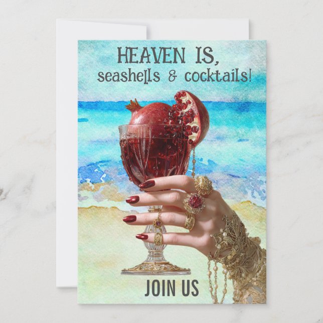 *~* A101 Strand Cocktail 6 FOTO BACHELORETTE Invi Inbjudningar (Framsida)