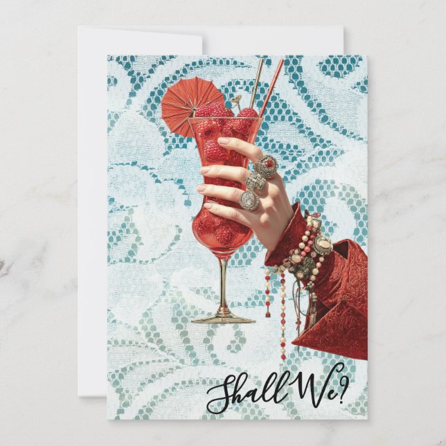 *~* A101 Utsmyckad Cocktail FOTO 16 SENTERING Inbjudningar (Framsida)