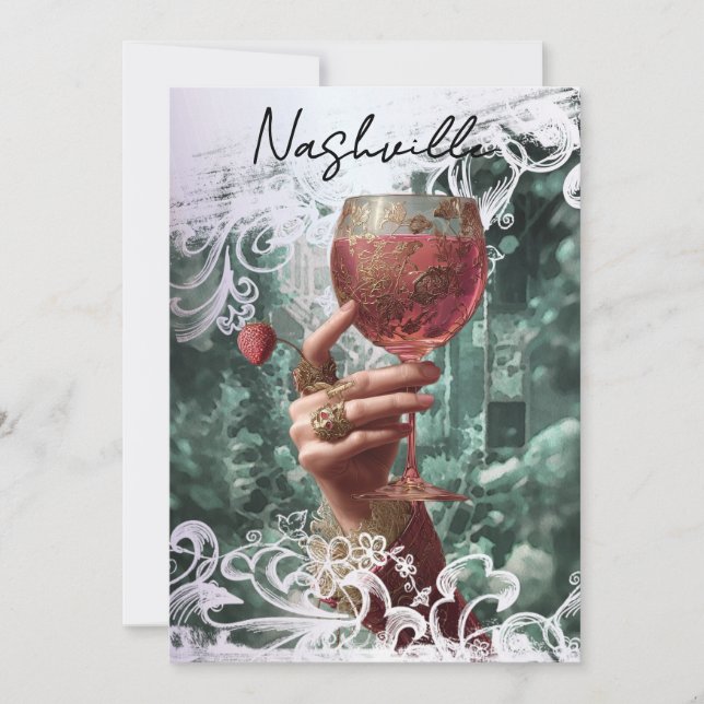 *~* A101PHOTO Cocktail Nashville MOGENHETSAVSKED 3 Inbjudningar (Framsida)